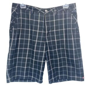 Quicksilver Men's Activity Plaid Shorts Sz 36 x 11" Polyester Rayon Golf Casual